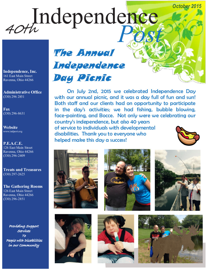 Cover page of the October 2015 newsletter.